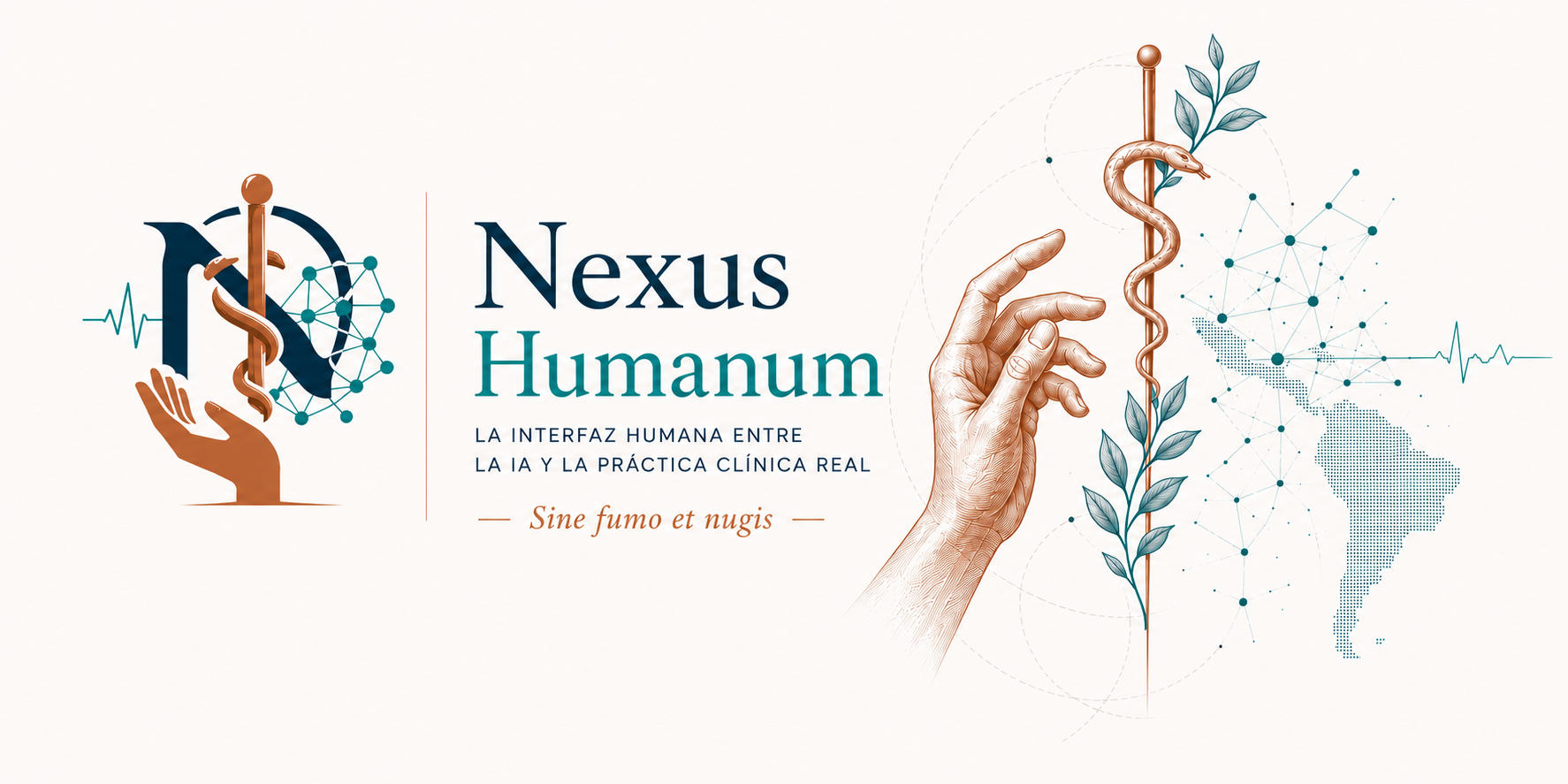 Ilustración editorial de Nexus Humanum sobre inteligencia artificial aplicada a la salud real